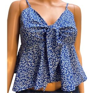 SHEIN Blue Floral Knot Front Cami Top Size 6